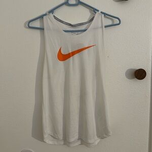 Nike running tank top- White with orange - workout tank top
